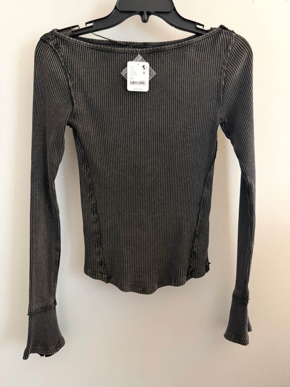 FREE PEOPLE We The Free Soul Sister Ribbed Top Black NWT Size XS - Picture 3 of 16